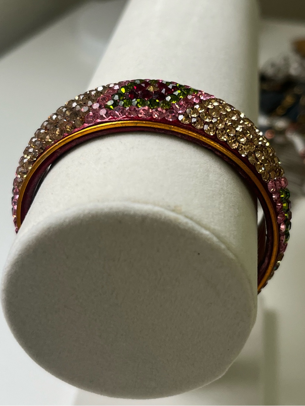 Multi Color Rhinestone Bangle Size 2.2 - Picture 2 of 4